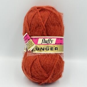 VTG Unger Fluffy Burnt Orange Rust 445 Mohair Look Yarn France Acrylic 50g